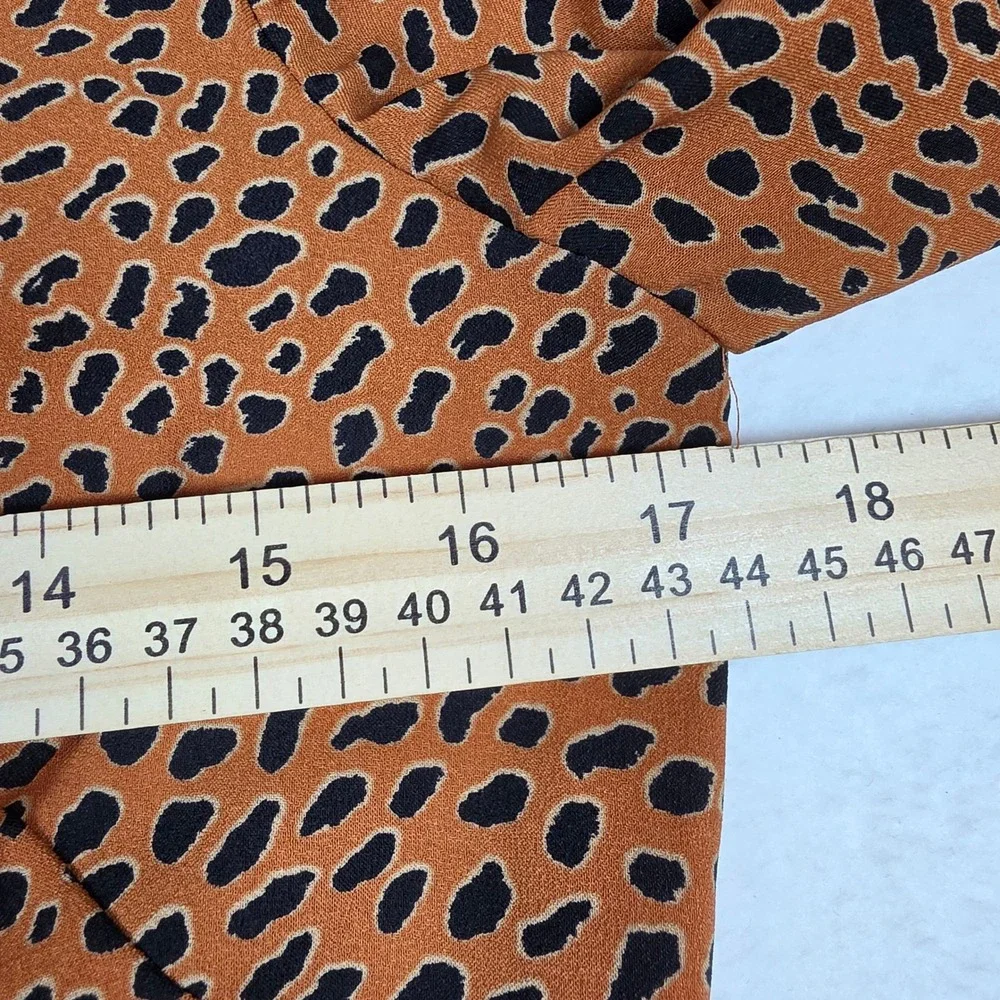 Ann Taylor Factory Leopard Print V-Neck Bell Sleeve Shift Dress Orange Black 4